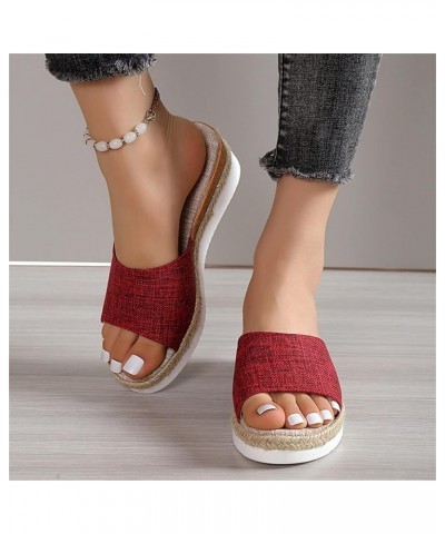 Women Color Matching Cloth Platform Sandals Ladies Open Toe Casual Slope Heel Sippers Non Slip Arch Support Thick Sole Sandal...