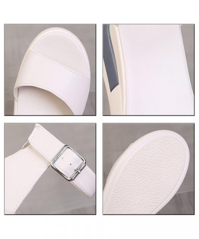 Bohemian Solid Peep Shoes Toe Wedges Bottom Thick Sandals Women Flatform Women's Wedges Beige $19.90 Sandals