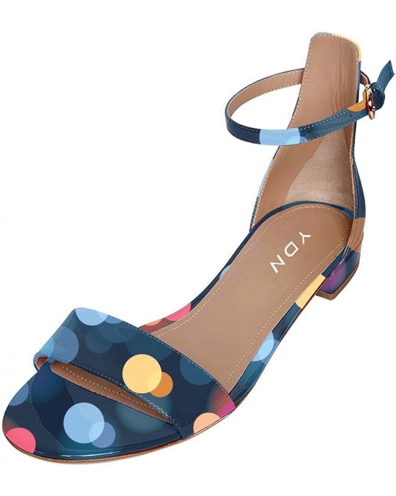 Womens Chic Block Low Heel Sandals Open Toe Ankle Strap Patent Comfortable Walking Dress Flat Shoes Size 4-15 Dot Blue $46.26...