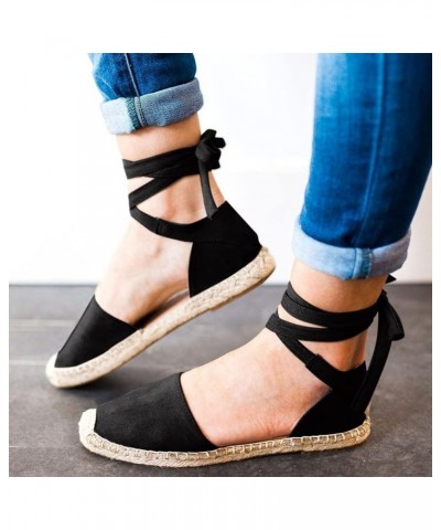 Summer Fashion Womens Casual Shoes Flat Lace Up Leisure Roman Sandals Wedges Sandals for Women (Grey, 7.5) Black 7 $16.01 San...