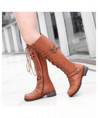 Womens Boots Gothic Vintage Lace Up Chunky Heel Boots for Women Lug Sole Punk Buckle Comfortable Boots Yellow $28.08 Outdoor ...