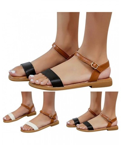 Sliders for Women Sandals Women Sandals Fashion Simple Roman Style Shoes Comfortable Flat Bottom Large Casual Versatile Casua...