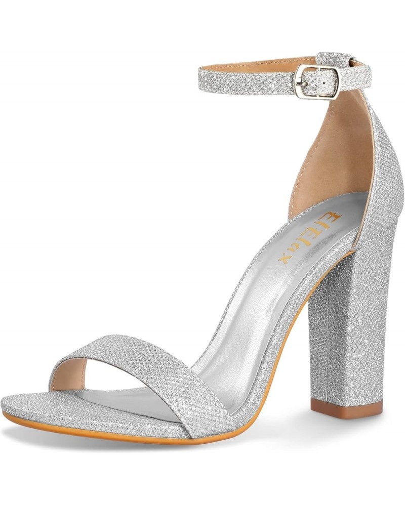 womens Ankle Strap Silver Glitter $20.58 Sandals