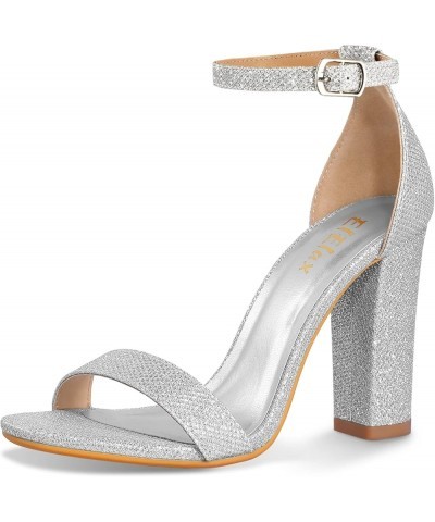 womens Ankle Strap Silver Glitter $20.58 Sandals