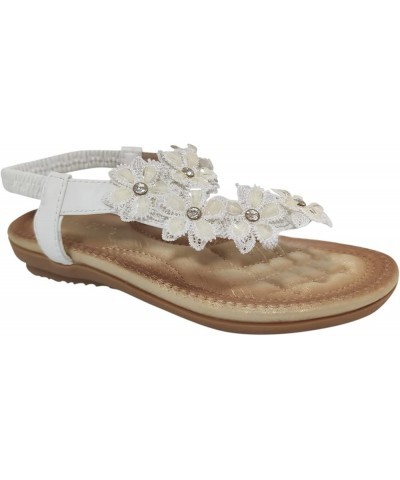 Women Low Wedge Flats Sandals Walking Platform Sandals Summer Platform Slip Ons Bohemian Rhinestone Beaded Dress Shoes Xiezi-...