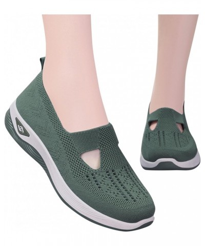 Women's Walking Sneakers Shoes Soft Soled Anti Slip On Flat Heels Single Shoes Net Surface Breathable Causal Shoes Green $11....