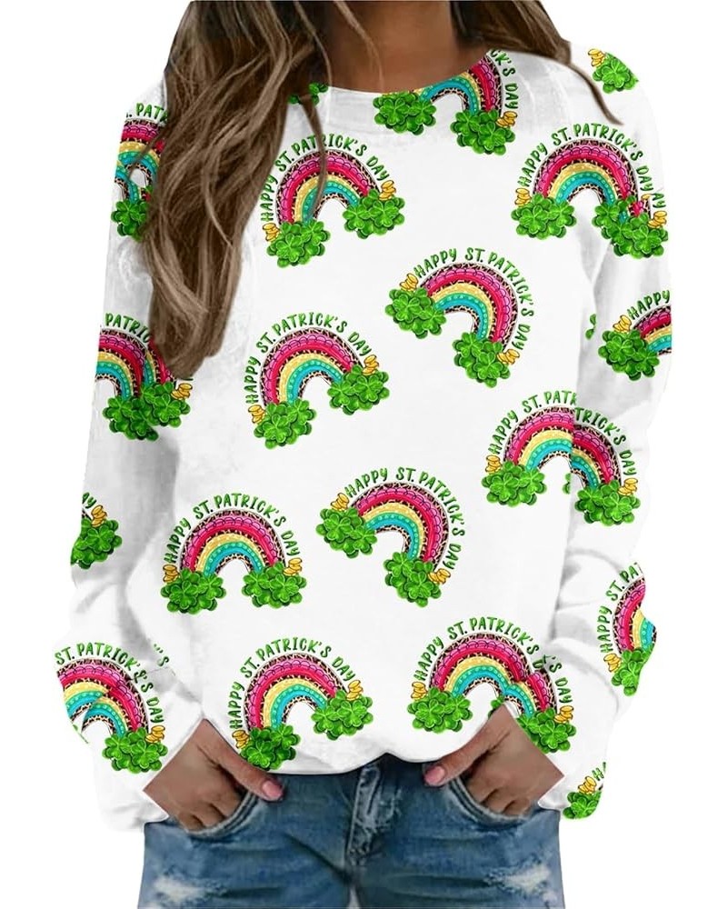 St Patricks Day Womens Oversize Hoodies Pullover Crew Neck Suitable Pullover Top Long Sleeve Sports Shirt Loose Active F St P...