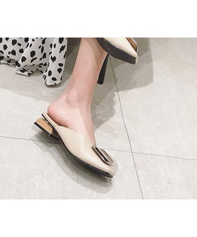 Women's Every Day Side Mules Ease-Going Classic Soft Slip on PU Leather Flat Square Toe Sandals Khaki $30.55 Sandals