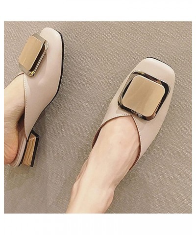 Women's Every Day Side Mules Ease-Going Classic Soft Slip on PU Leather Flat Square Toe Sandals Khaki $30.55 Sandals