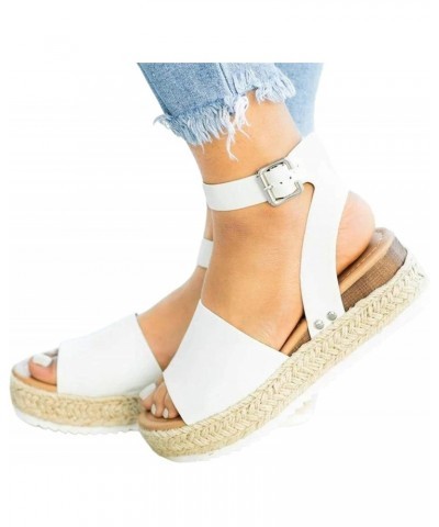 Sandals for Women Dressy Summer,Women's Open Toe Ankle Strap Espadrille Wedge Platform Sandals Casual Braided Sandals $17.54 ...