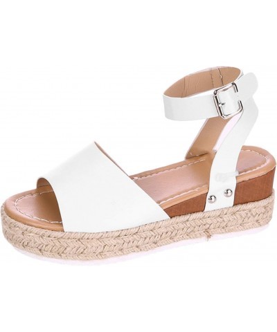 Sandals for Women Dressy Summer,Women's Open Toe Ankle Strap Espadrille Wedge Platform Sandals Casual Braided Sandals $17.54 ...