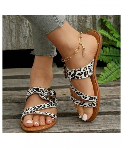 Ladies Fashion Solid Color Leather Knitted Belt Buckle Decorative Flat Bottom Sandals Slippers Fuzzy Women Cute Beige $9.34 S...