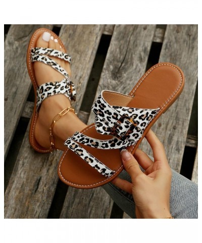 Ladies Fashion Solid Color Leather Knitted Belt Buckle Decorative Flat Bottom Sandals Slippers Fuzzy Women Cute Beige $9.34 S...