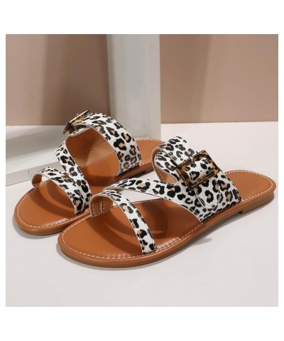 Ladies Fashion Solid Color Leather Knitted Belt Buckle Decorative Flat Bottom Sandals Slippers Fuzzy Women Cute Beige $9.34 S...