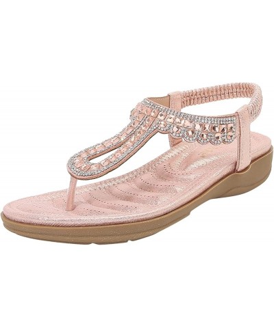 flat sandals casual summer, Summer Women Ladies Flower Crystal Pearl Flip Flops Sandals Beach Casual Shoes Z 01-pink $11.88 S...