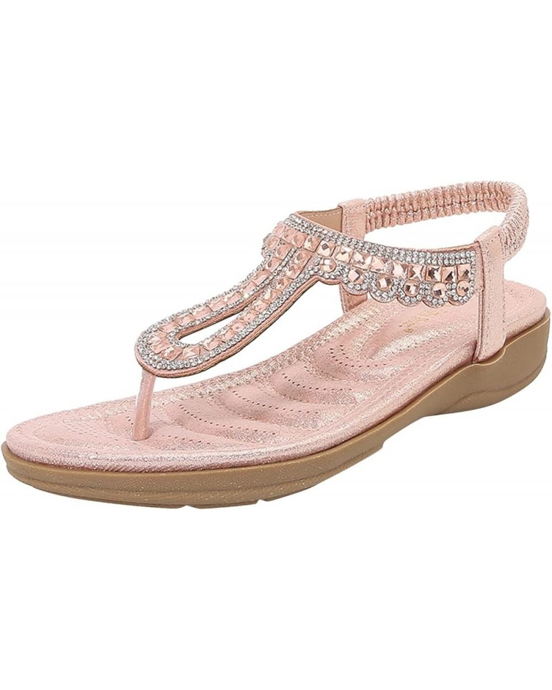 flat sandals casual summer, Summer Women Ladies Flower Crystal Pearl Flip Flops Sandals Beach Casual Shoes Z 01-pink $11.88 S...