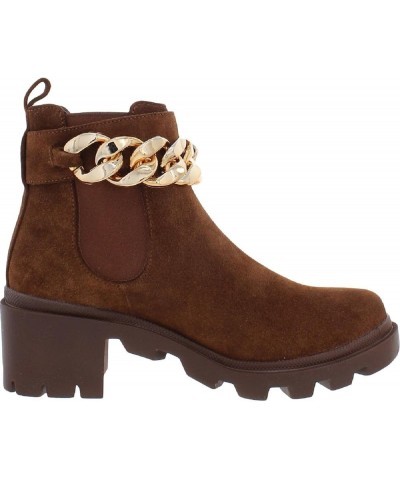 womens Amulet Ankle Boot Chestnut Suede Chain $18.72 Boots