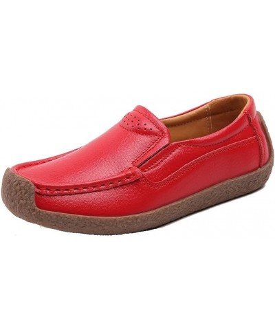 Womens Dressy Comfort Penny Loafers Solid Driving Shoes Flat Shoes Comfort Slip-on Driving Moccasins Red $26.95 Loafers & Sli...