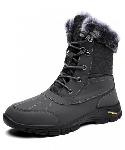 Men's Snow Boot Thick Warm Lace Up Snow Boots High Top Windproof Anti-Slip Waterproof Winter Cotton Shoes Outdoor Motorcycle ...