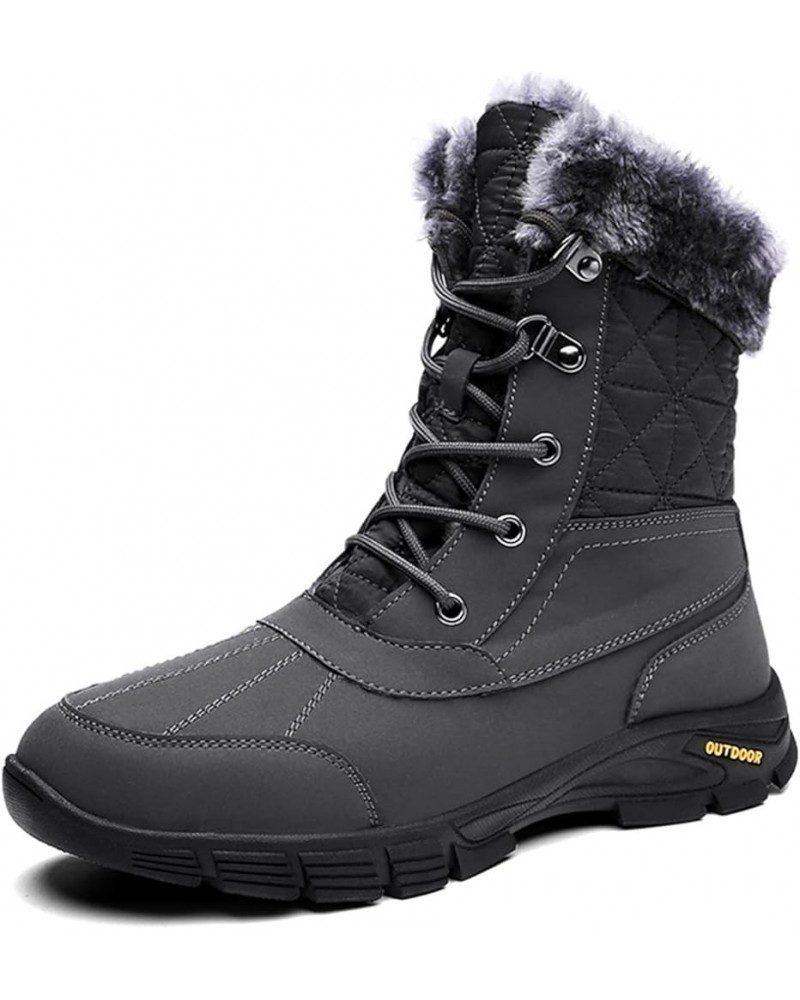 Men's Snow Boot Thick Warm Lace Up Snow Boots High Top Windproof Anti-Slip Waterproof Winter Cotton Shoes Outdoor Motorcycle ...