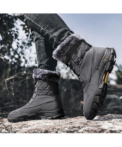 Men's Snow Boot Thick Warm Lace Up Snow Boots High Top Windproof Anti-Slip Waterproof Winter Cotton Shoes Outdoor Motorcycle ...