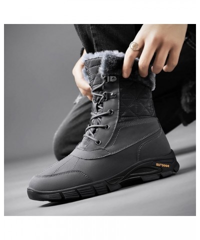 Men's Snow Boot Thick Warm Lace Up Snow Boots High Top Windproof Anti-Slip Waterproof Winter Cotton Shoes Outdoor Motorcycle ...