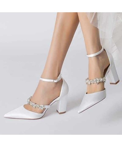 Women's Pointed Closed Toe Rhinestones Satin Bridal Dress Shoes Bridal Shoes Rose Red 38 $39.77 Pumps