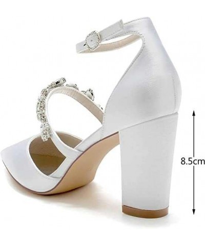 Women's Pointed Closed Toe Rhinestones Satin Bridal Dress Shoes Bridal Shoes Rose Red 38 $39.77 Pumps