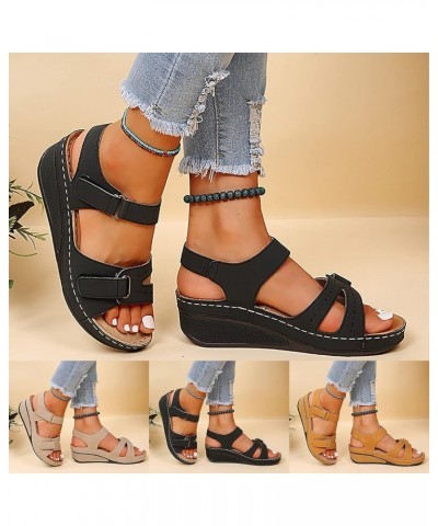 Wedge Sandals for Women, Womens Sandals Comfortable Platform Sandals Summer Breathable Sports Sandals with Buckle Khaki $14.8...