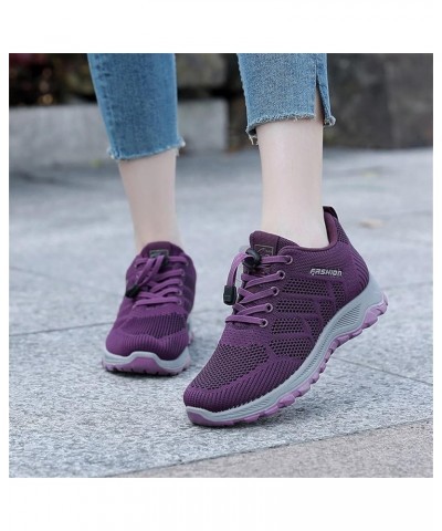 High Heeld Wedge Sneakers for Women Ladies Hidden Sneakers Lace Up Shoes, Slip-On Summer Trainers Z-02 Purple $14.32 Athletic...