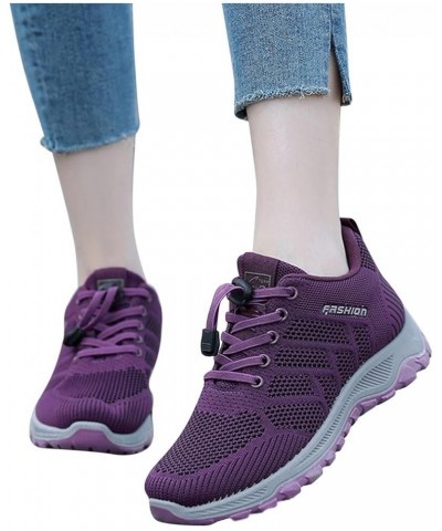 High Heeld Wedge Sneakers for Women Ladies Hidden Sneakers Lace Up Shoes, Slip-On Summer Trainers Z-02 Purple $14.32 Athletic...