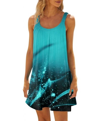 Sundresses for Women Printed Sleeveless Mini Dresses Cute Sling U Neck Beach Dress Elegant Trendy Sundresses 2-turquoise $9.3...