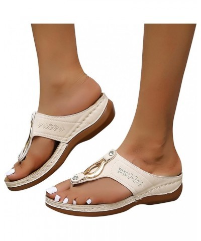 Sandals Women Open Toe Anti Slip Comfortable Walking Womens Sandals Wedge Summer Dressy Orthopedic Platform Sandals C1-beige ...