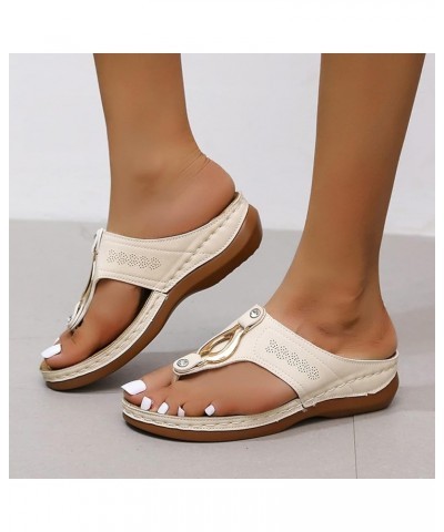 Sandals Women Open Toe Anti Slip Comfortable Walking Womens Sandals Wedge Summer Dressy Orthopedic Platform Sandals C1-beige ...