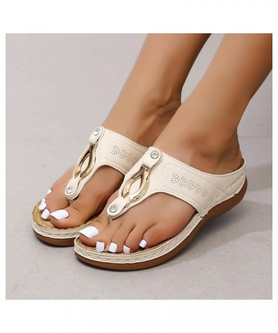 Sandals Women Open Toe Anti Slip Comfortable Walking Womens Sandals Wedge Summer Dressy Orthopedic Platform Sandals C1-beige ...