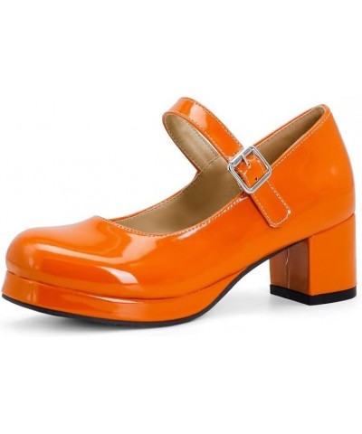 Mary Jane Shoes Women Sweet Lolita Platform Pumps Gothic Style Buckle Decoration Cosplay Shoes Orange $31.97 Flats