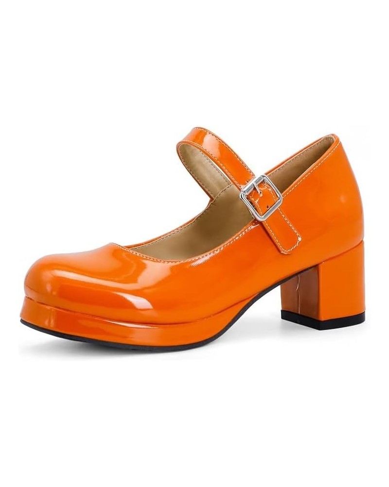 Mary Jane Shoes Women Sweet Lolita Platform Pumps Gothic Style Buckle Decoration Cosplay Shoes Orange $31.97 Flats