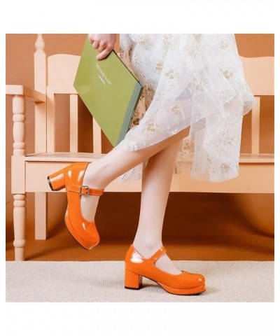 Mary Jane Shoes Women Sweet Lolita Platform Pumps Gothic Style Buckle Decoration Cosplay Shoes Orange $31.97 Flats