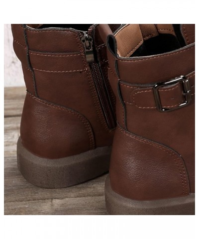 Woments Winter Boots Waterproof Comfortable Winter Snow Boots Thickened Plush Snow Boots with Side Zipper C2-brown $30.05 Boots