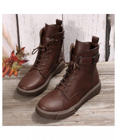 Woments Winter Boots Waterproof Comfortable Winter Snow Boots Thickened Plush Snow Boots with Side Zipper C2-brown $30.05 Boots