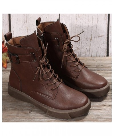 Woments Winter Boots Waterproof Comfortable Winter Snow Boots Thickened Plush Snow Boots with Side Zipper C2-brown $30.05 Boots