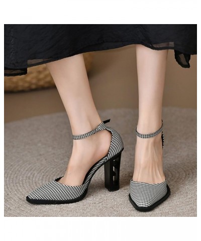 Women Casual Shoes New Pattern Spring and Summer Fashion Retro Solid Color Houndstooth Thick Dark Wedges Shoes for Women Bk2 ...