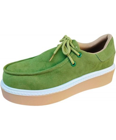 Ladies Fashion Retro Solid Suede Lace Up Round Toe Thick Sole Casual Shoes Formal Sandals with Arch Support Green $14.35 Outd...