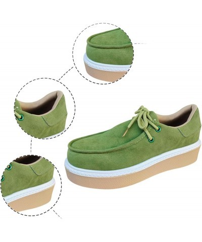 Ladies Fashion Retro Solid Suede Lace Up Round Toe Thick Sole Casual Shoes Formal Sandals with Arch Support Green $14.35 Outd...