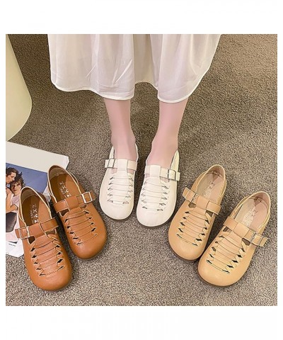 2023 Summer New Casual Flat Sole Single Shoe Hollow Woven Casual Shoes Arch Support Beach Flip Flops (Khaki, 8) 8 Khaki $18.2...