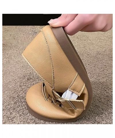 2023 Summer New Casual Flat Sole Single Shoe Hollow Woven Casual Shoes Arch Support Beach Flip Flops (Khaki, 8) 8 Khaki $18.2...