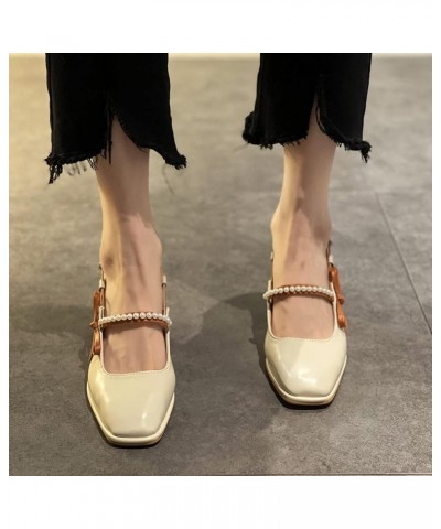 Casual Block Heels Sandal for Womens Breathable Ankle Buckle Bow Pump Sandals with Closed Toe Size 4-8 Beige 1 $27.05 Sandals