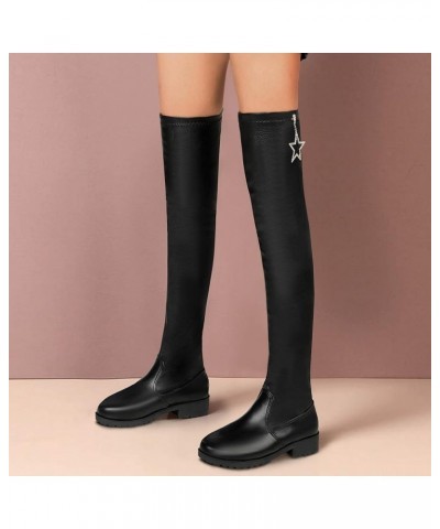 Thigh High Boots Thick Thighs for Women Over the Knee Boots Womens Western Cowgirl Cowboy Boots Stretchy Knit Round Toe Knee ...