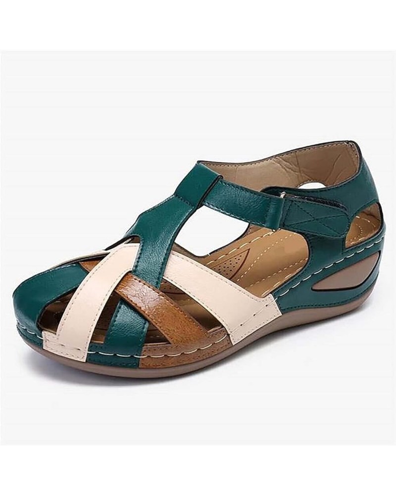 Closed Toe Sandals for Women Slip on Elastic Ankle Strap Casual Summer Hollow Out Vintage Wedge Sandal Gladiator Outdoor Shoe...