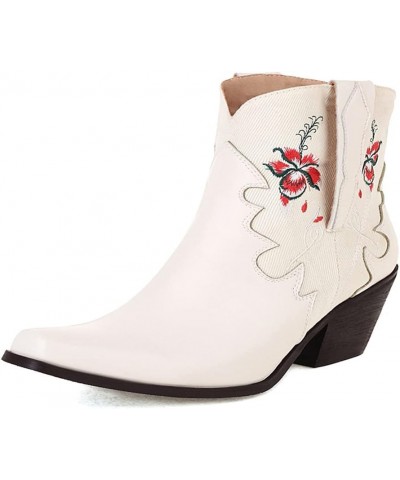 Classic Cowboy Boots for Women Pointed Toe Cowgirl Boots 72 Beige $24.49 Boots